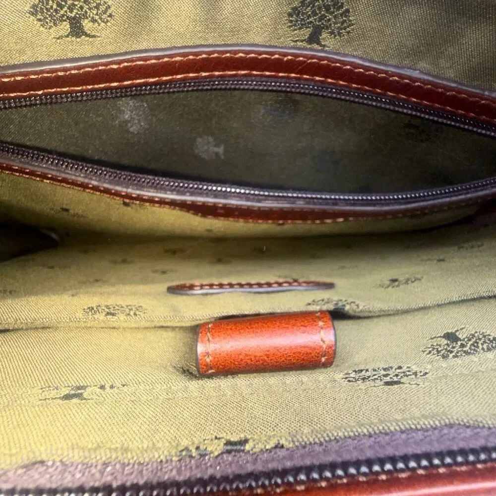 LITCHI Brown Leather Briefcase